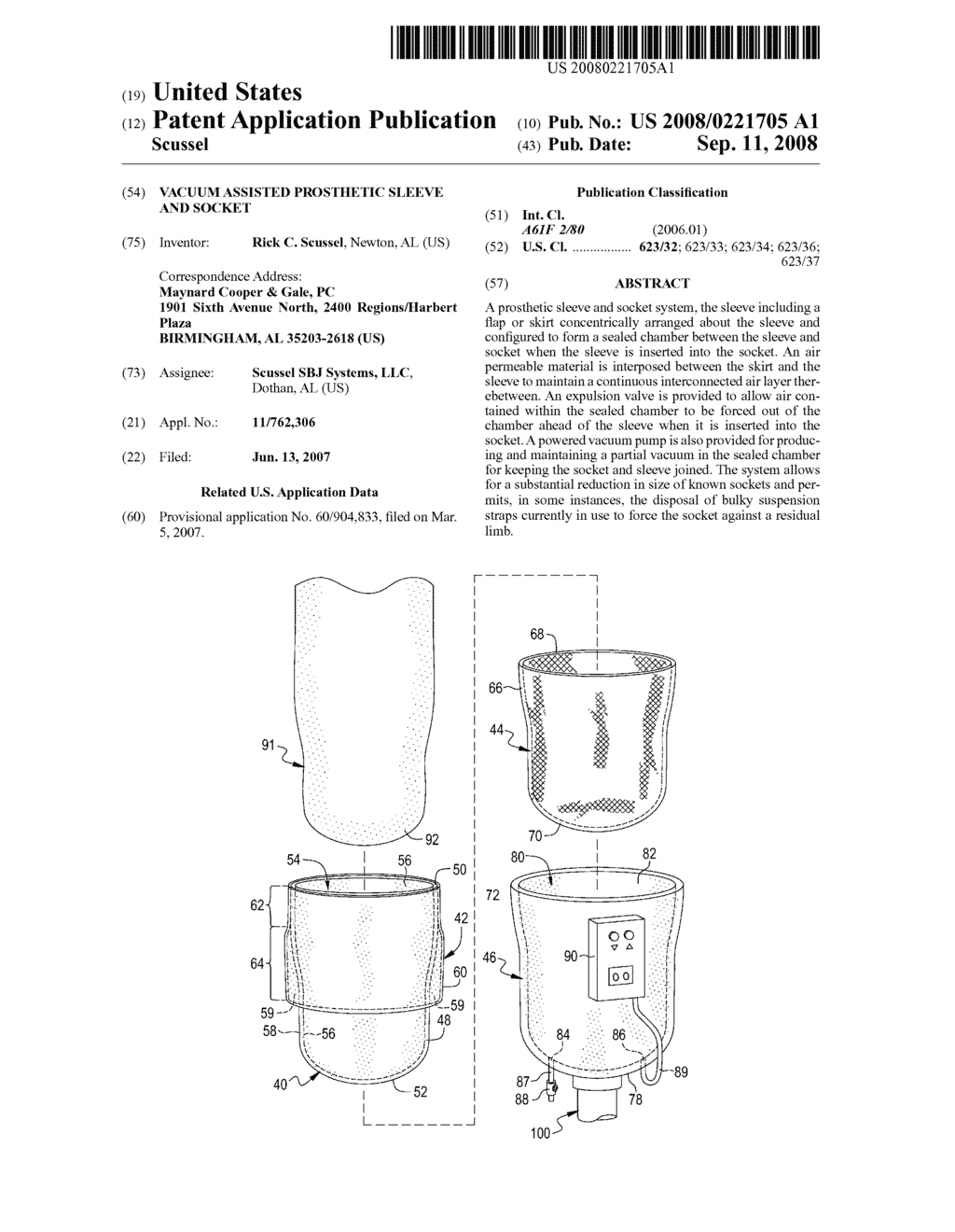 VACUUM ASSISTED PROSTHETIC SLEEVE AND SOCKET - diagram, schematic, and image 01