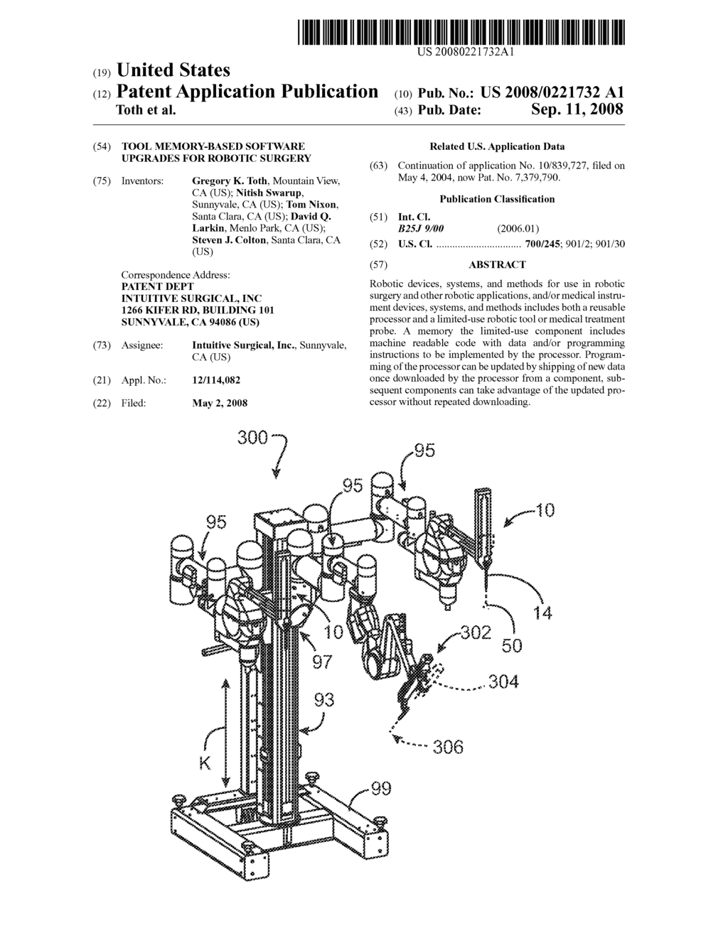 TOOL MEMORY-BASED SOFTWARE UPGRADES FOR ROBOTIC SURGERY - diagram, schematic, and image 01