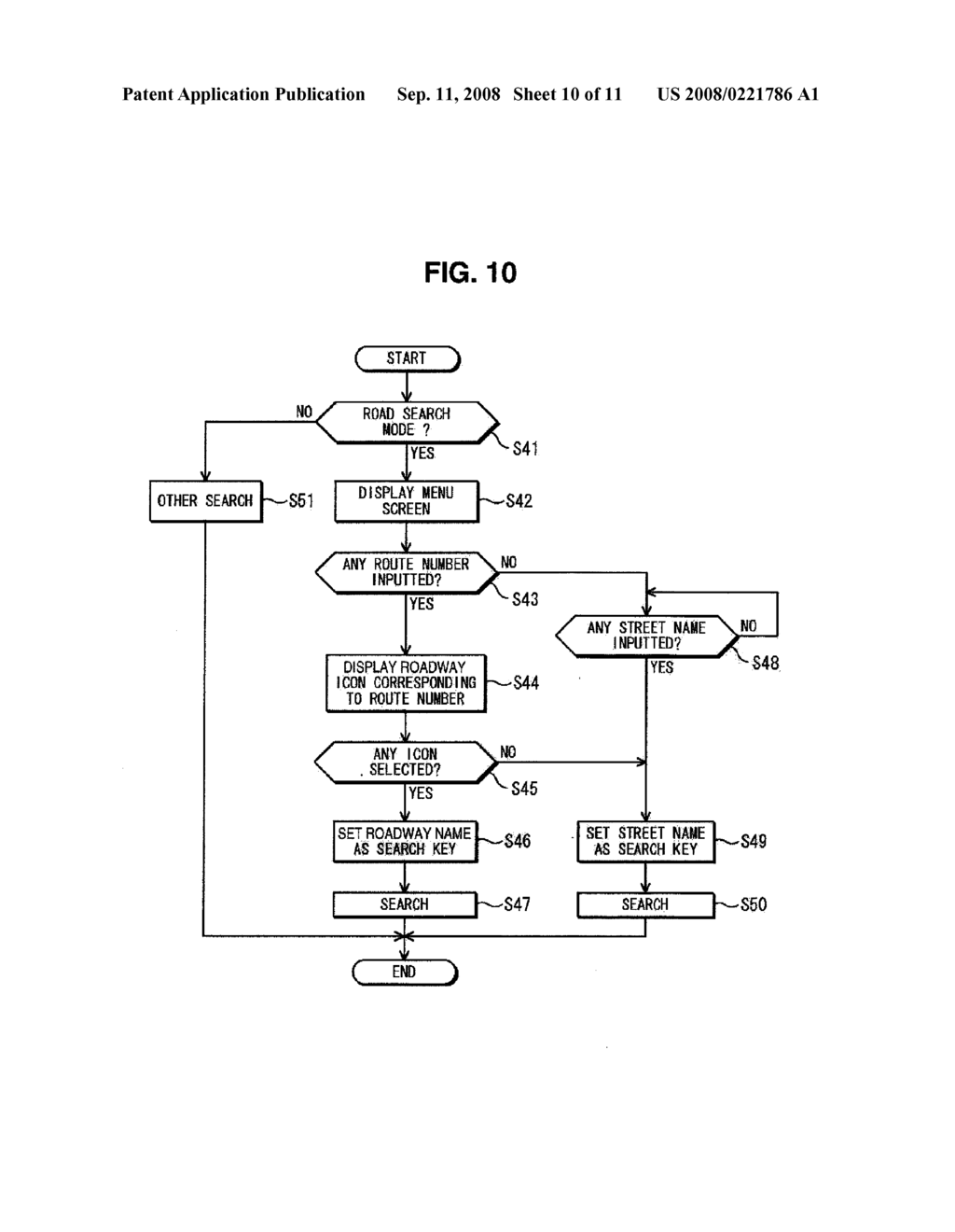 NAVIGATION SYSTEM AND ROADWAY SEARCH METHOD - diagram, schematic, and image 11