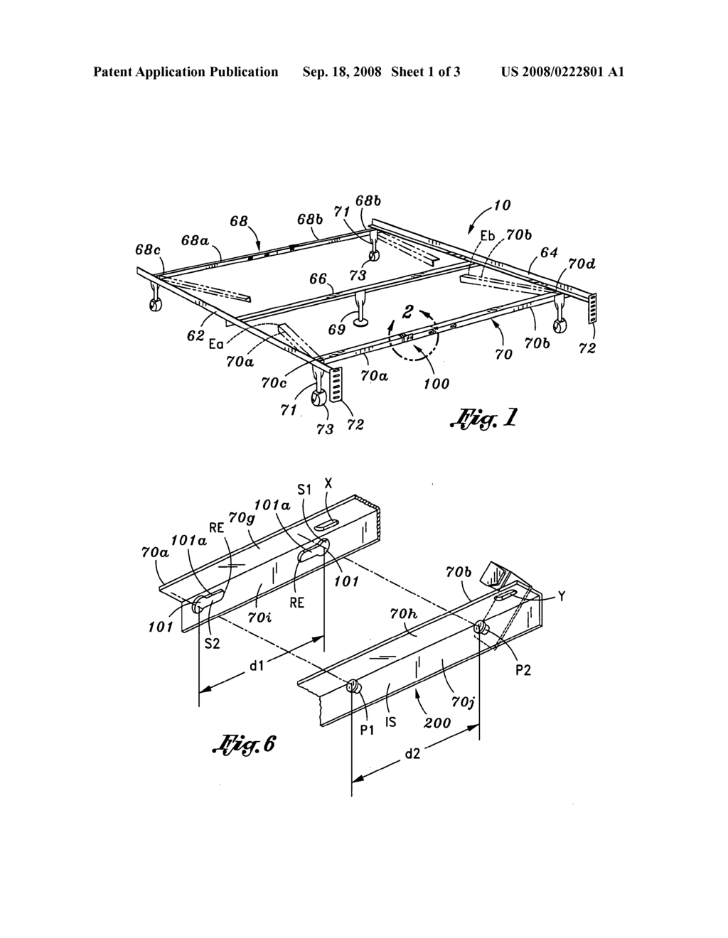 Support frame for a bed & locking mechanism therefor - diagram, schematic, and image 02