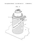 Device for storing a shaving razor or other implement with an associated container diagram and image