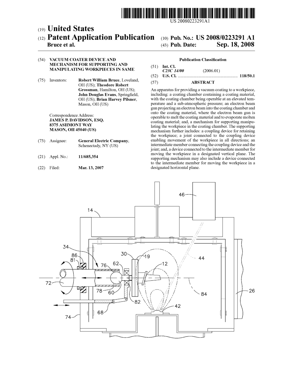 VACUUM COATER DEVICE AND MECHANISM FOR SUPPORTING AND MANIPULATING WORKPIECES IN SAME - diagram, schematic, and image 01