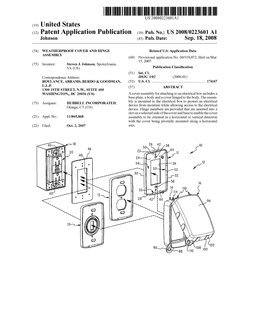 Weatherproof cover and hinge assembly - diagram, schematic, and image 01