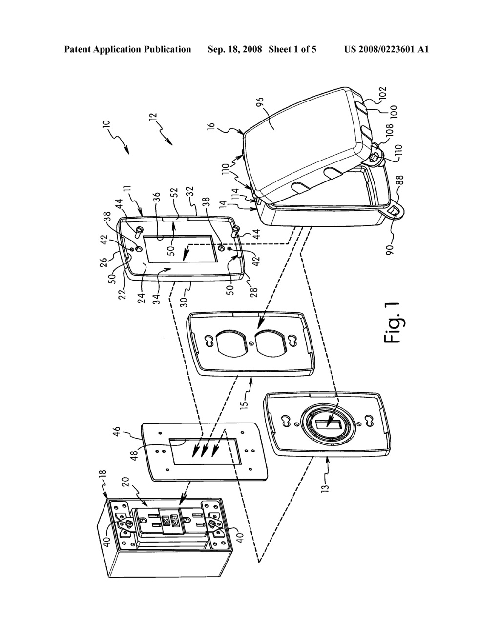 Weatherproof cover and hinge assembly - diagram, schematic, and image 02