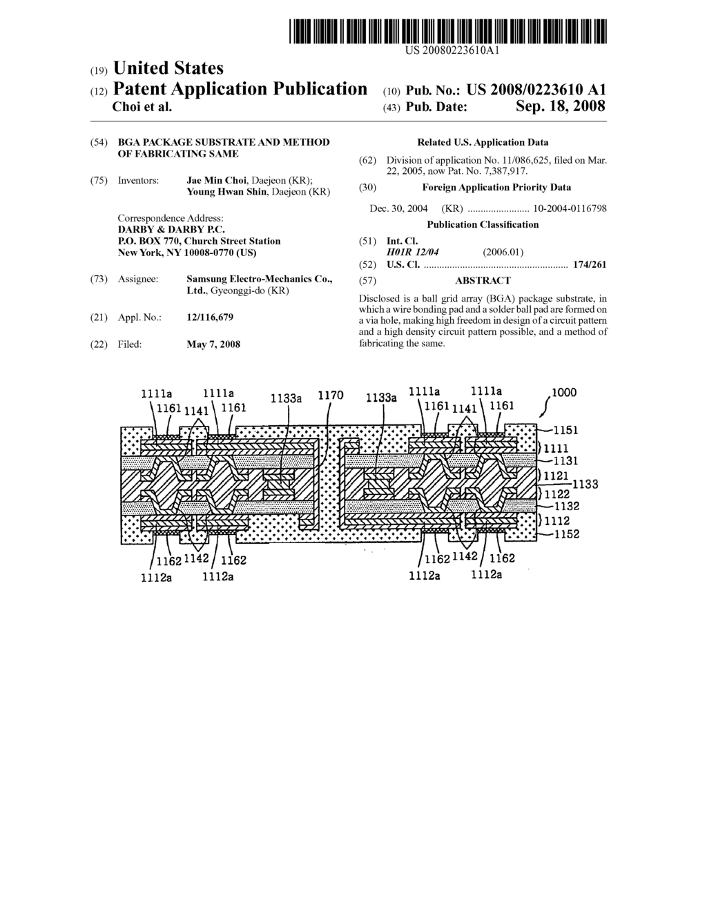 BGA PACKAGE SUBSTRATE AND METHOD OF FABRICATING SAME - diagram, schematic, and image 01