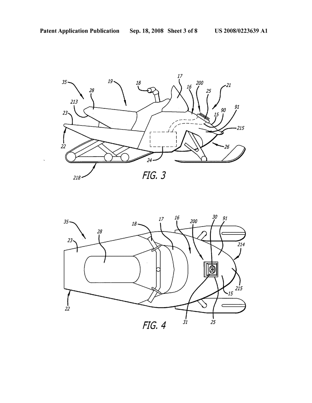 Snowmobile with externally mounted radiator - diagram, schematic, and image 04