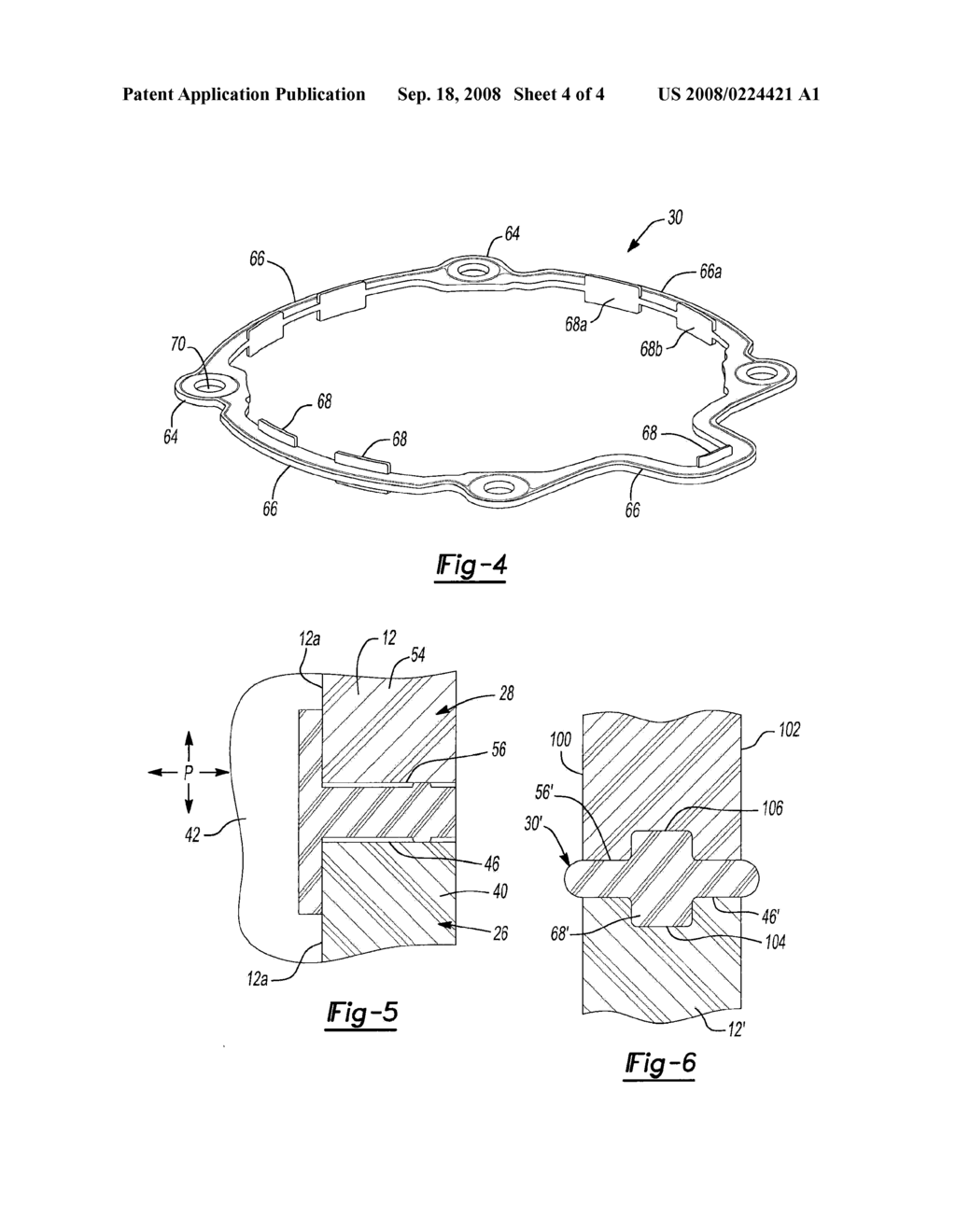 ASSEMBLY HAVING GASKET RESISTANT TO SIDE LOADING BY PRESSURIZED FLUID - diagram, schematic, and image 05