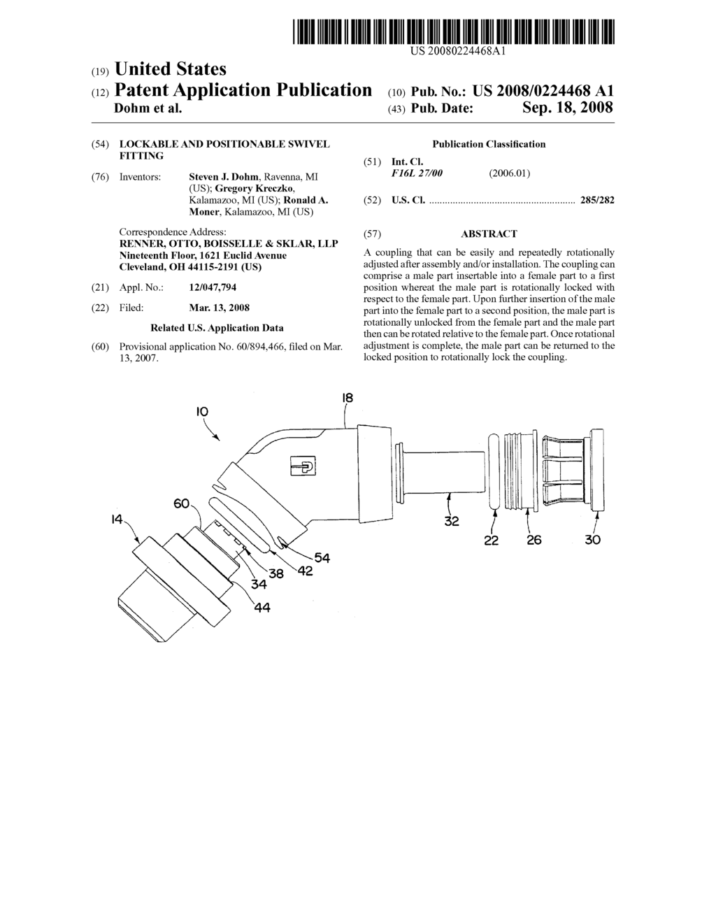 LOCKABLE AND POSITIONABLE SWIVEL FITTING - diagram, schematic, and image 01