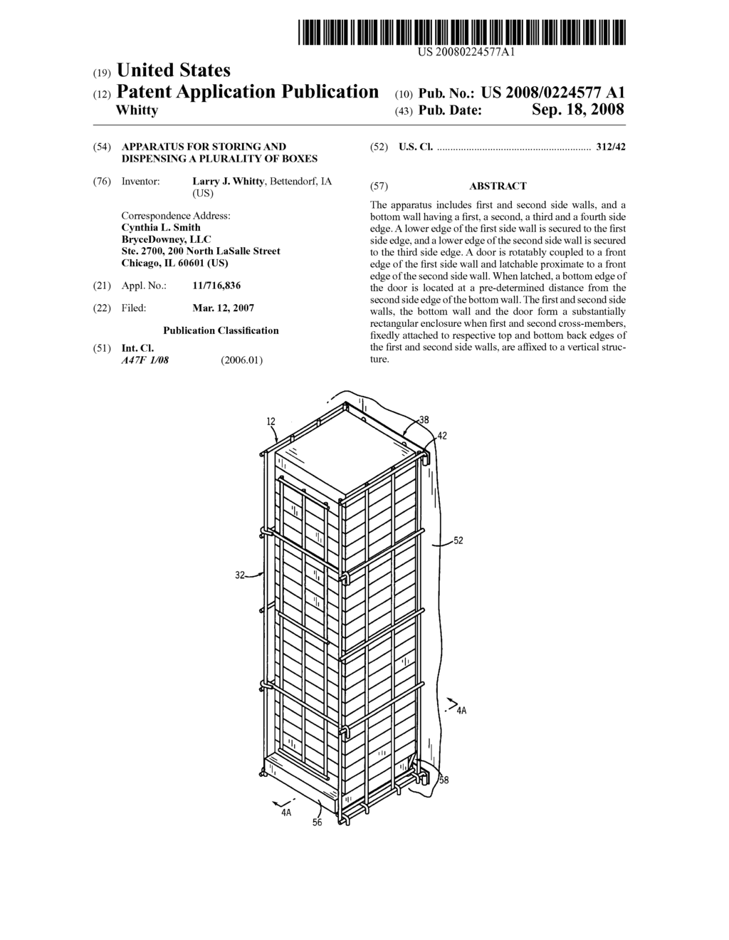 Apparatus for storing and dispensing a plurality of boxes - diagram, schematic, and image 01