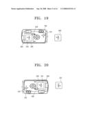 Digital image processing apparatus with rotating display device diagram and image