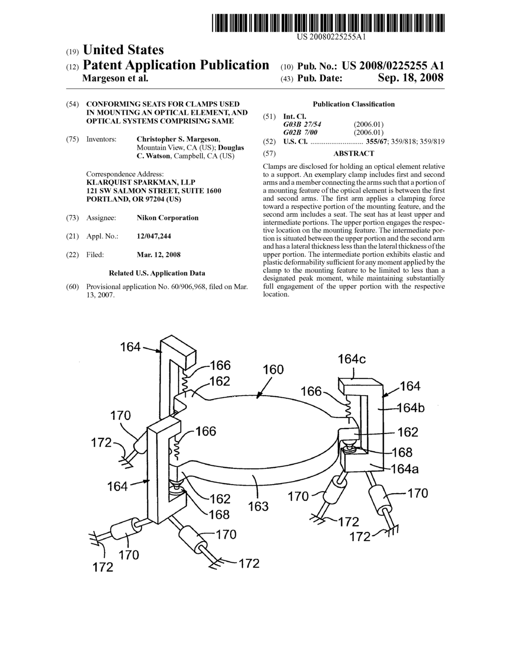 CONFORMING SEATS FOR CLAMPS USED IN MOUNTING AN OPTICAL ELEMENT, AND OPTICAL SYSTEMS COMPRISING SAME - diagram, schematic, and image 01