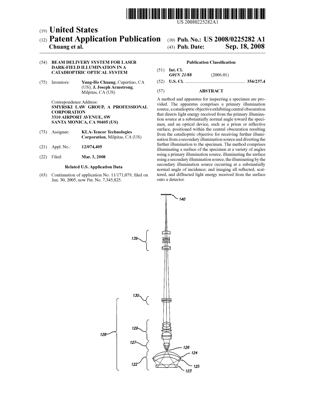 Beam delivery system for laser dark-field illumination in a catadioptric optical system - diagram, schematic, and image 01