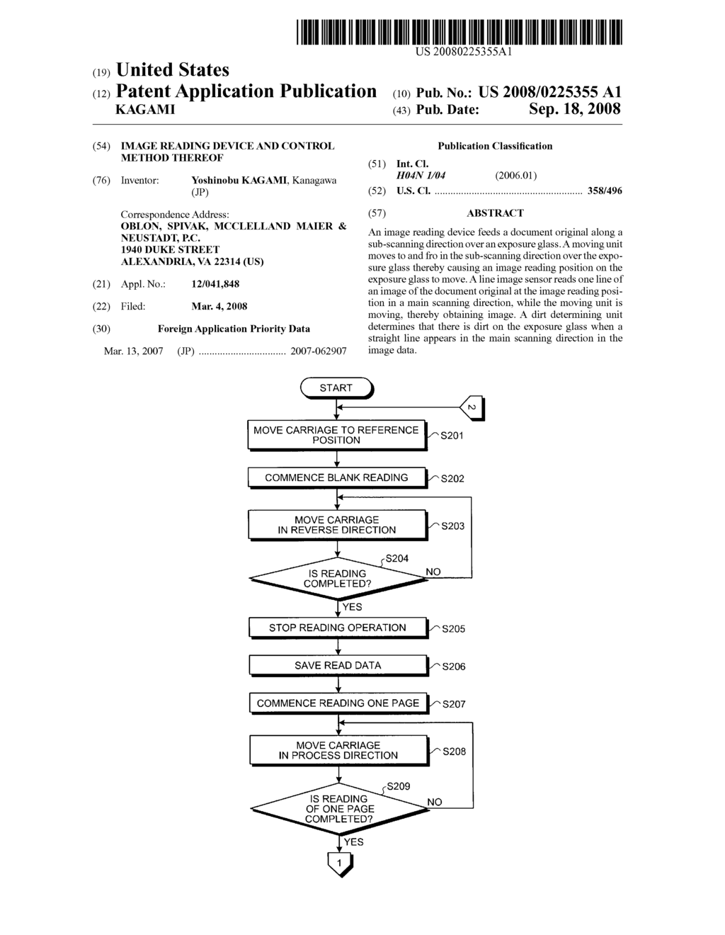 IMAGE READING DEVICE AND CONTROL METHOD THEREOF - diagram, schematic, and image 01