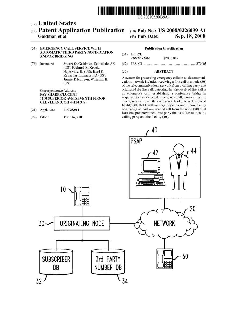 Emergency call service with automatic third party notification and/or bridging - diagram, schematic, and image 01