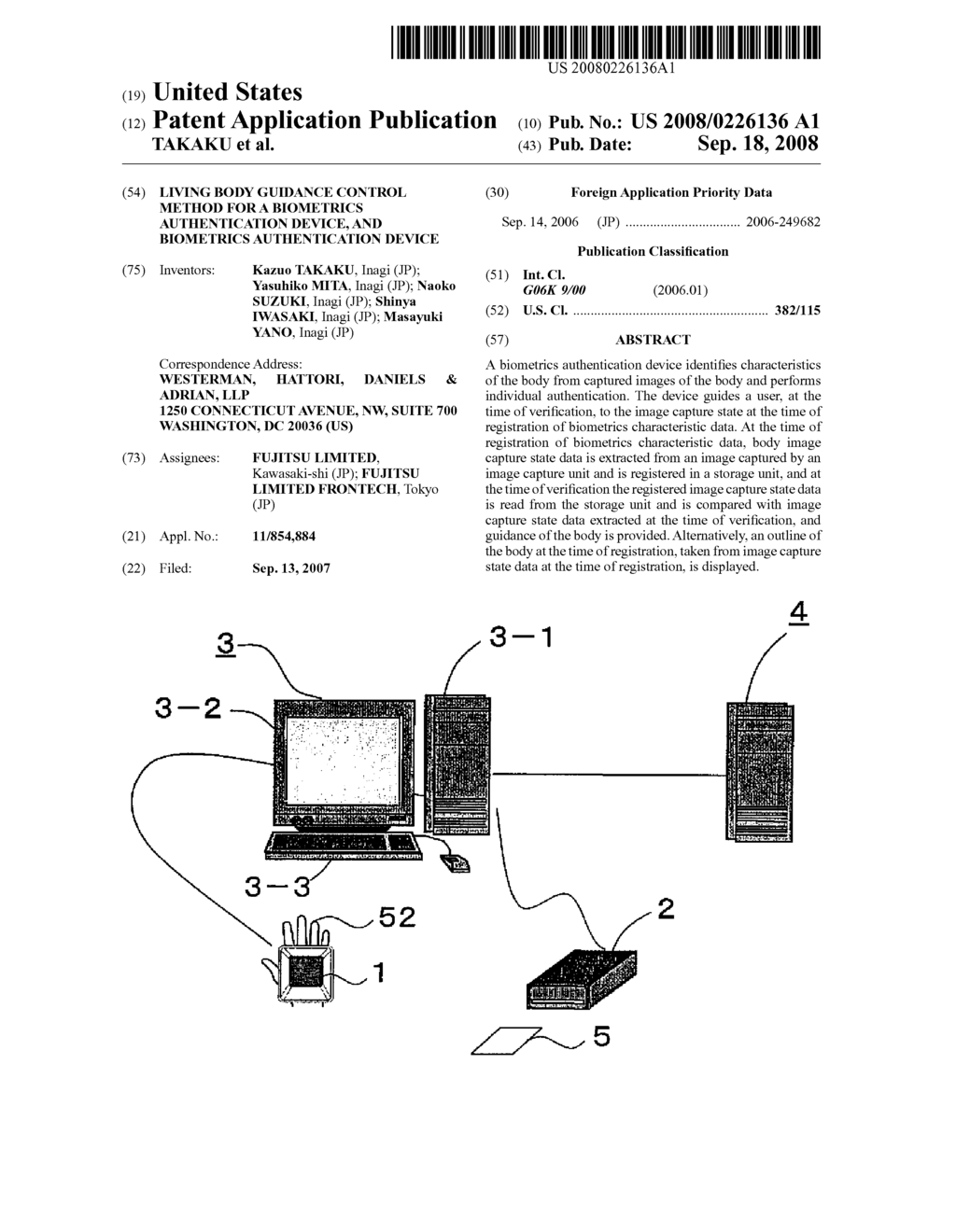 LIVING BODY GUIDANCE CONTROL METHOD FOR A BIOMETRICS AUTHENTICATION DEVICE, AND BIOMETRICS AUTHENTICATION DEVICE - diagram, schematic, and image 01