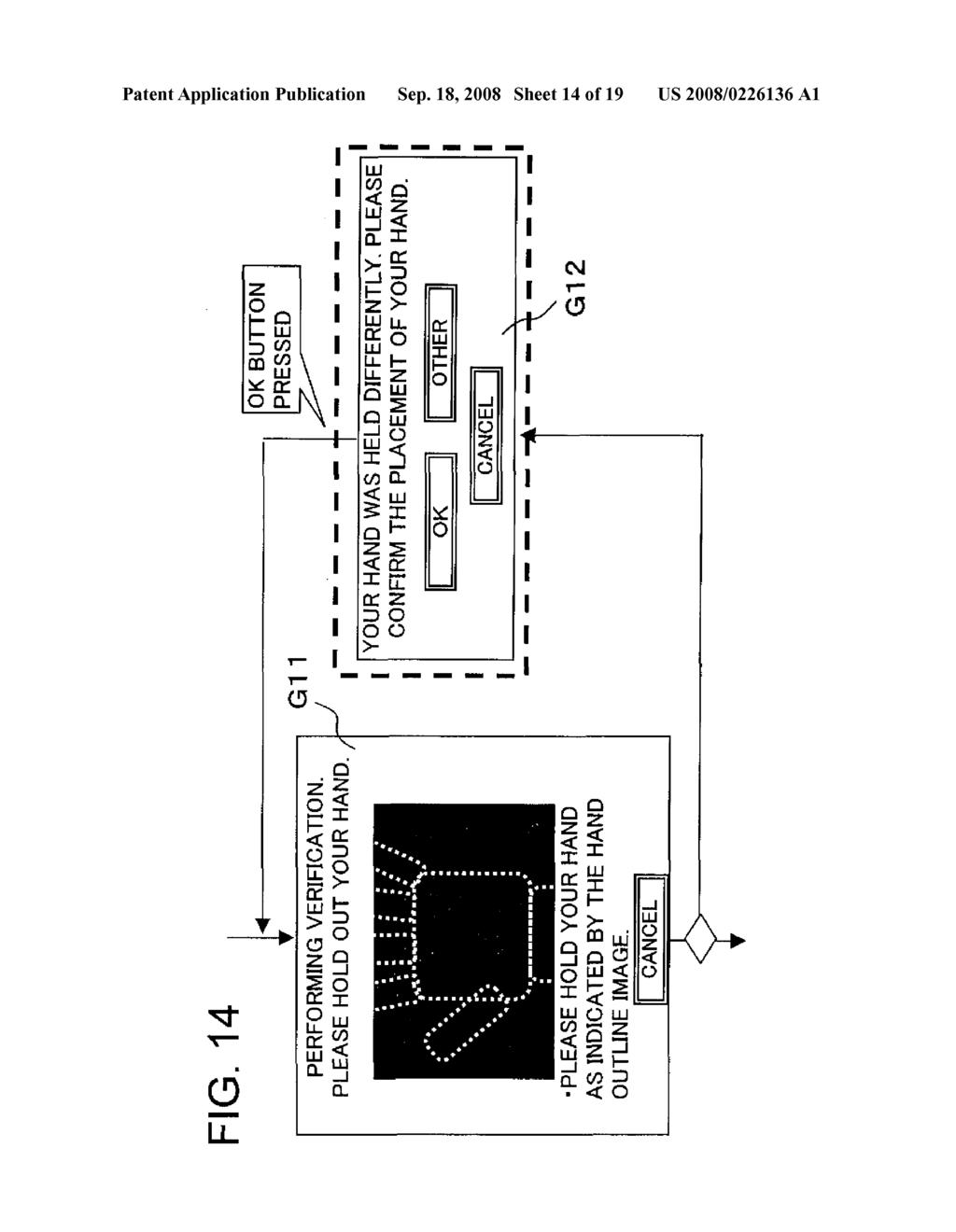 LIVING BODY GUIDANCE CONTROL METHOD FOR A BIOMETRICS AUTHENTICATION DEVICE, AND BIOMETRICS AUTHENTICATION DEVICE - diagram, schematic, and image 15
