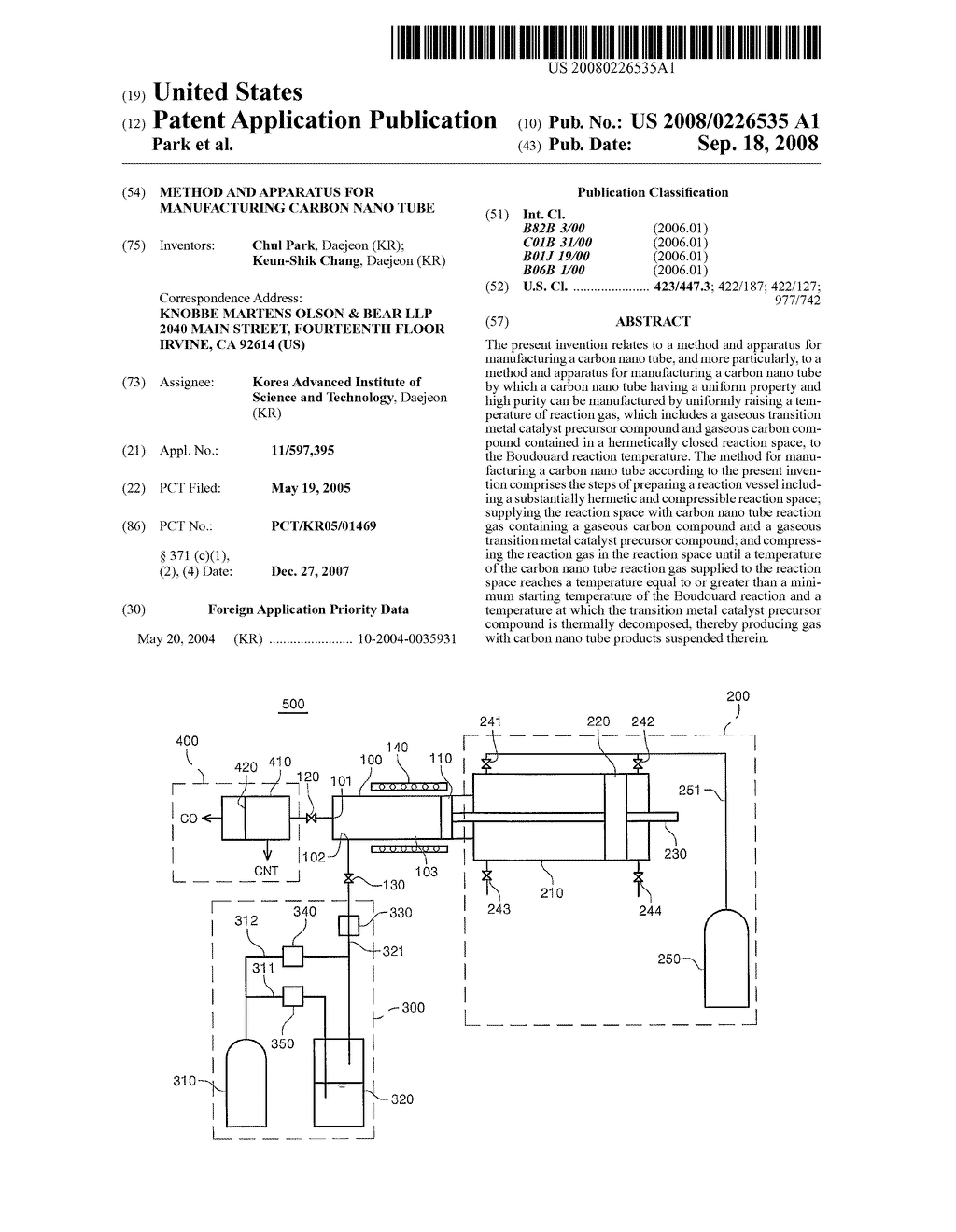 Method and Apparatus for Manufacturing Carbon Nano Tube - diagram, schematic, and image 01