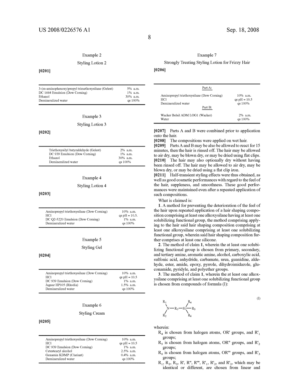 Hair shaping compositions comprising at least one silicone and at least one alkoxysilane having solubilizing functional groups - diagram, schematic, and image 09