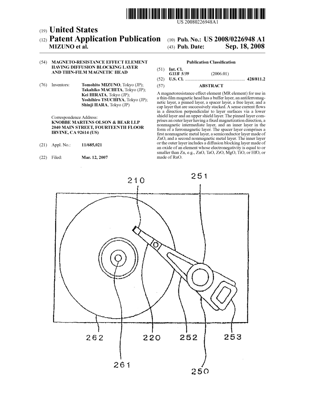 MAGNETO-RESISTANCE EFFECT ELEMENT HAVING DIFFUSION BLOCKING LAYER AND THIN-FILM MAGNETIC HEAD - diagram, schematic, and image 01