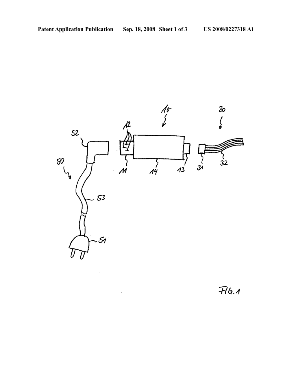 Connector Device for Producing an Electrical Connection Between a Mains Cable and a Loom - diagram, schematic, and image 02