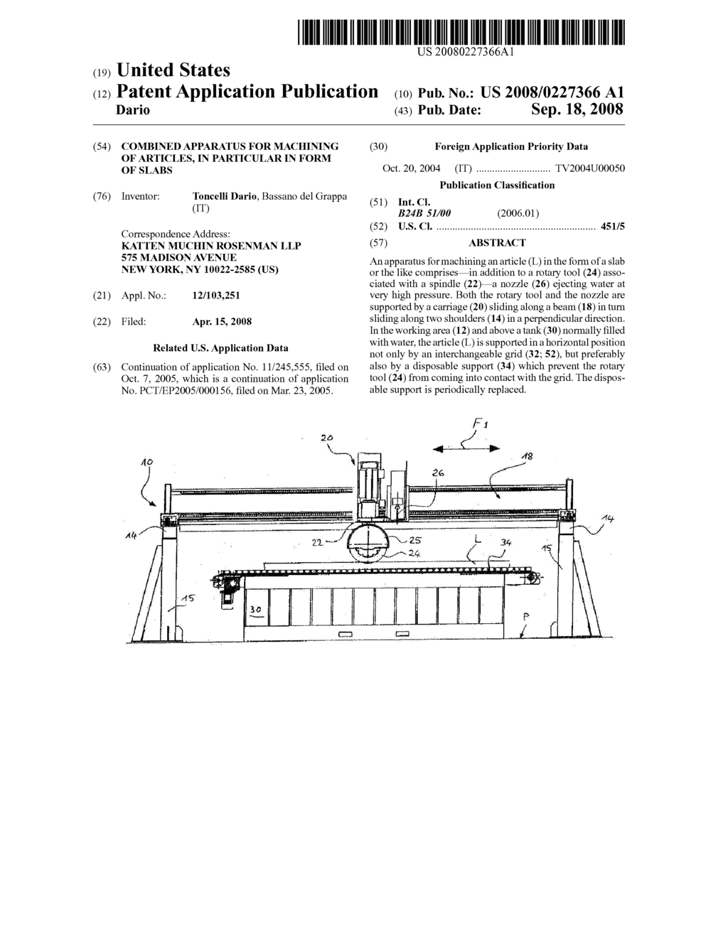 COMBINED APPARATUS FOR MACHINING OF ARTICLES, IN PARTICULAR IN FORM OF SLABS - diagram, schematic, and image 01