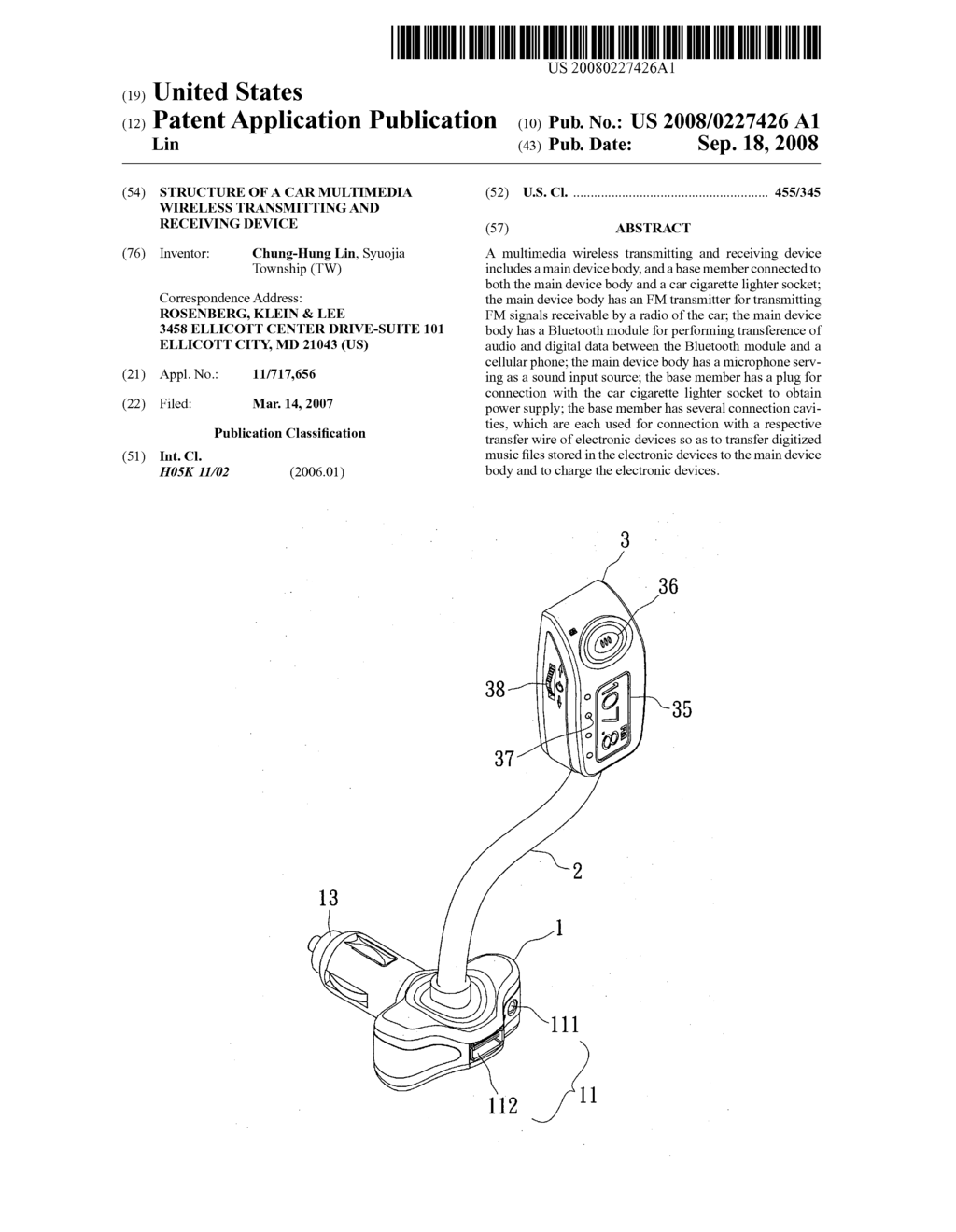 Structure of a car multimedia wireless transmitting and receiving device - diagram, schematic, and image 01