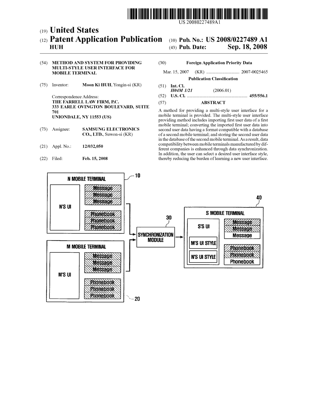 METHOD AND SYSTEM FOR PROVIDING MULTI-STYLE USER INTERFACE FOR MOBILE TERMINAL - diagram, schematic, and image 01