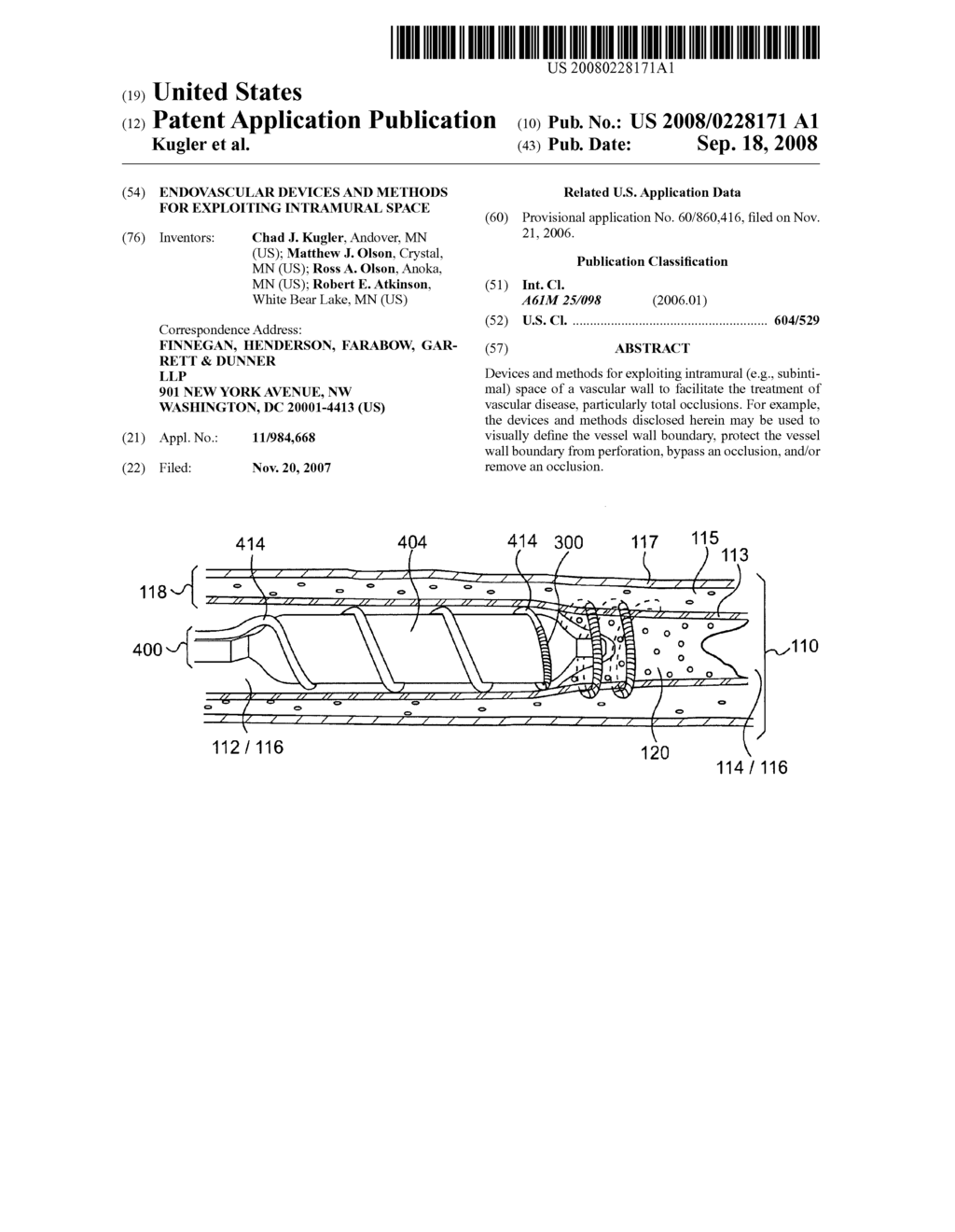 Endovascular devices and methods for exploiting intramural space - diagram, schematic, and image 01