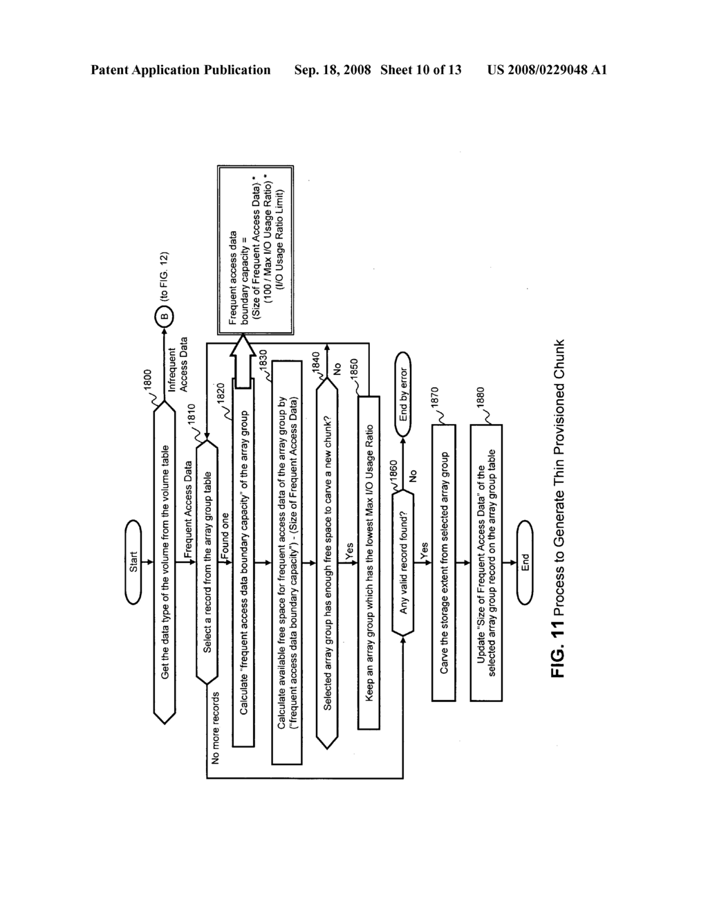 Method and apparatus for chunk allocation in a thin provisioning storage system - diagram, schematic, and image 11