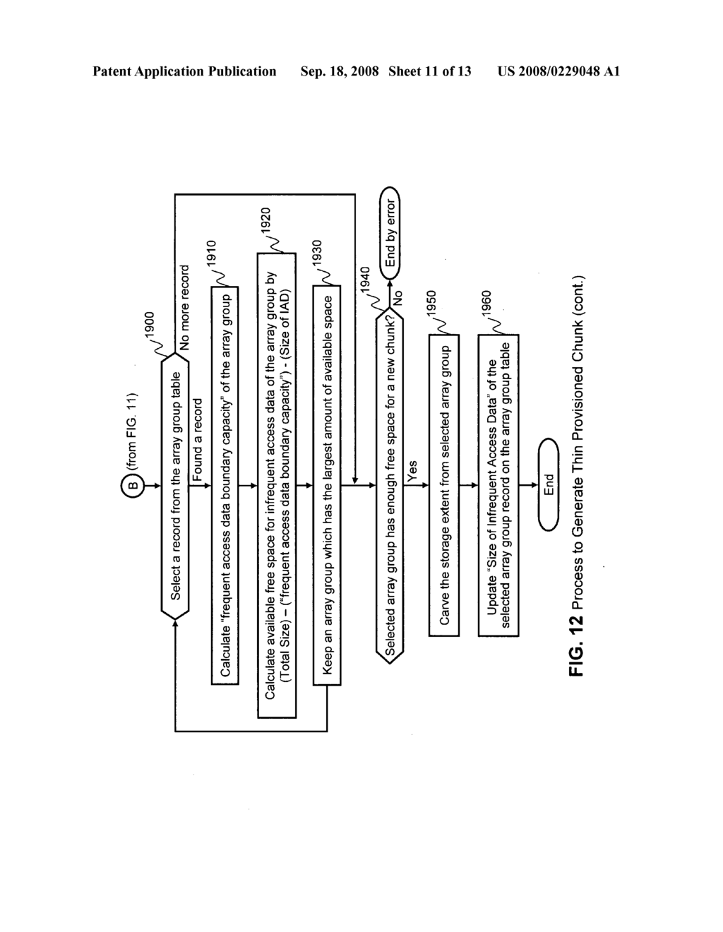 Method and apparatus for chunk allocation in a thin provisioning storage system - diagram, schematic, and image 12