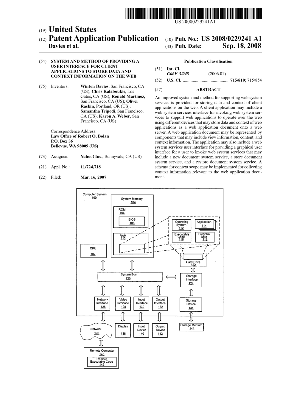 System and method of providing a user interface for client applications to store data and context information on the web - diagram, schematic, and image 01