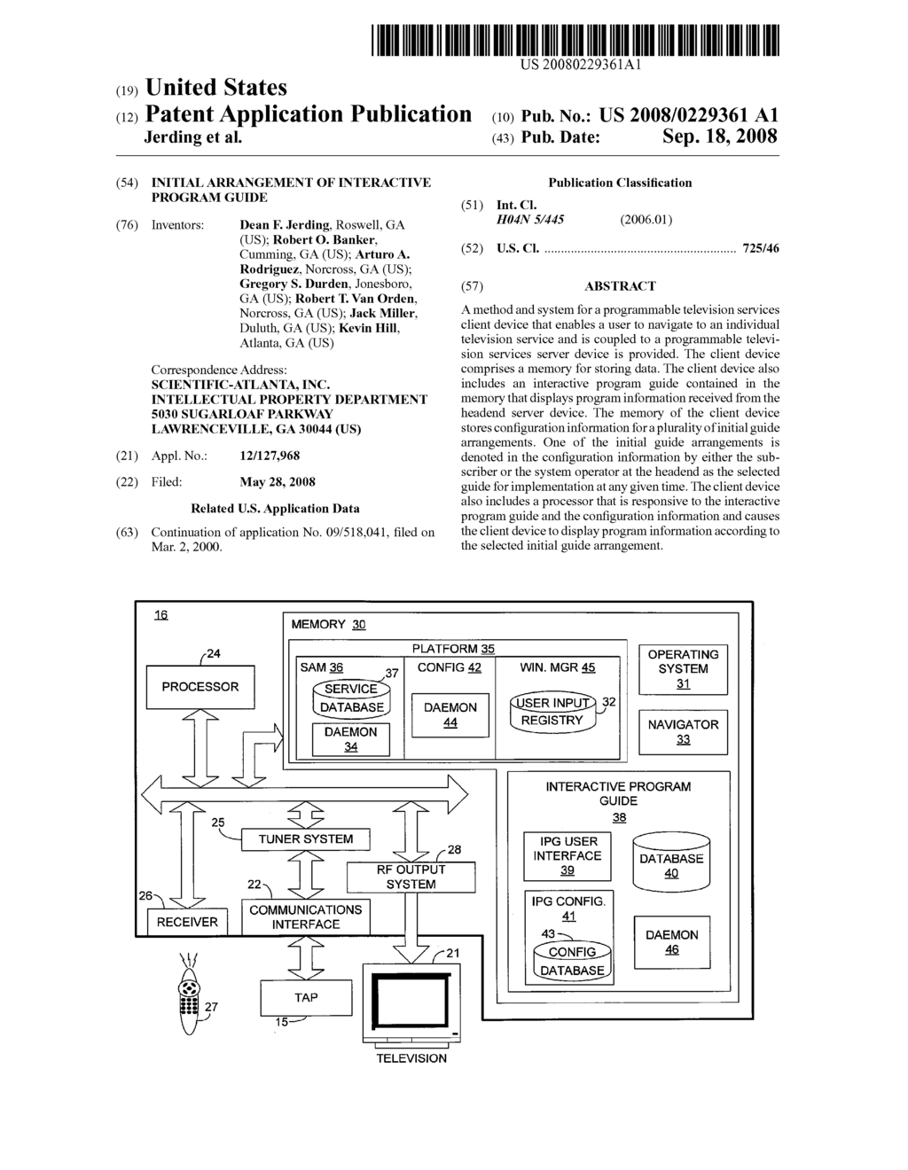 Initial Arrangement of Interactive Program Guide - diagram, schematic, and image 01