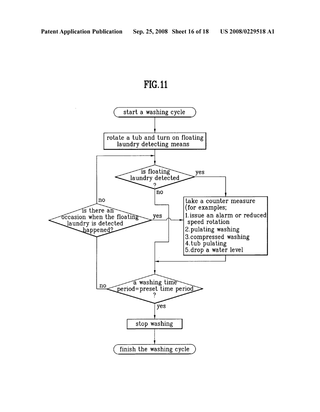 Washing machine having floating laundry detecting means and method for controlling the same - diagram, schematic, and image 17