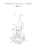 Upright vacuum cleaner using return current of discharging air diagram and image