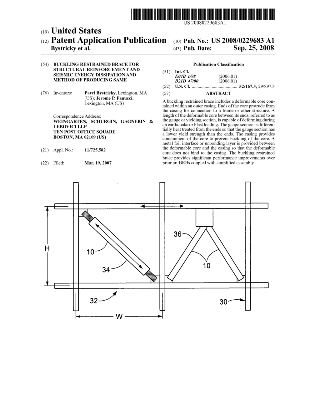 Buckling restrained brace for structural reinforcement and seismic energy dissipation and method of producing same - diagram, schematic, and image 01