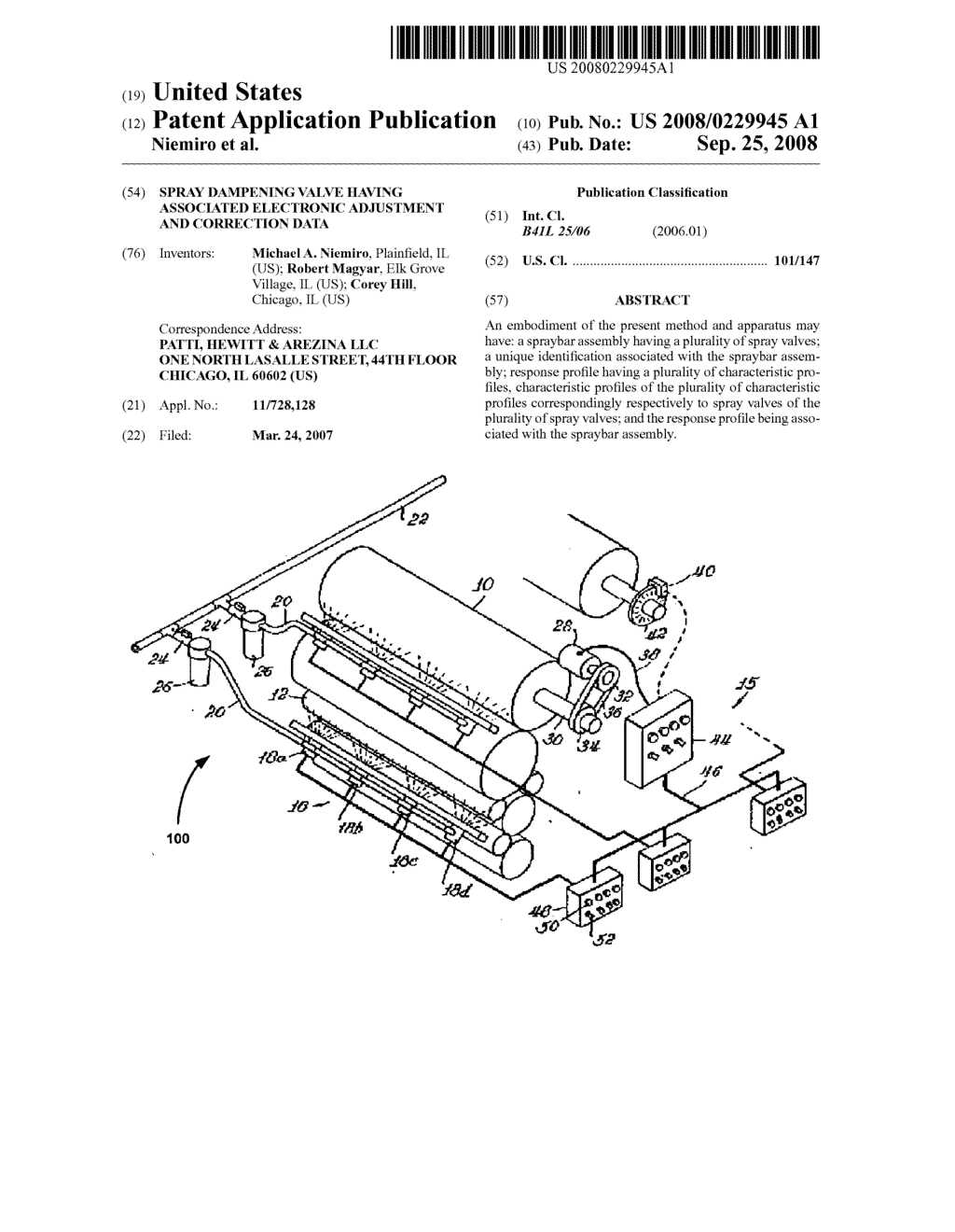 Spray dampening valve having associated electronic adjustment and correction data - diagram, schematic, and image 01