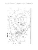 REAR WHEEL SUSPENSION FOR A MOTORCYCLE AND SWING ARM ATTACHMENT STRUCTURE FOR A MOTORCYCLE diagram and image