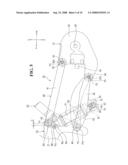 REAR WHEEL SUSPENSION FOR A MOTORCYCLE AND SWING ARM ATTACHMENT STRUCTURE FOR A MOTORCYCLE diagram and image