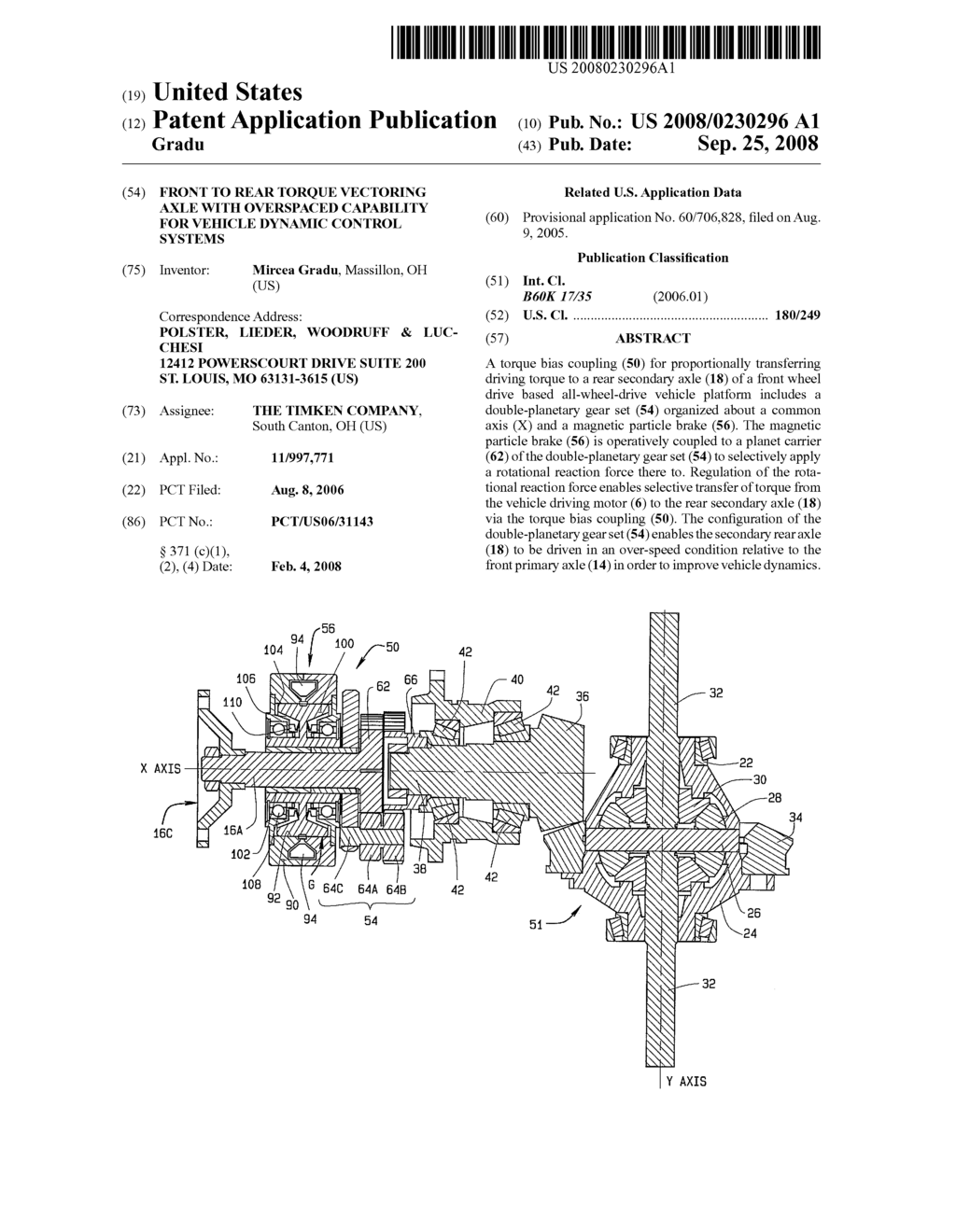 Front to Rear Torque Vectoring Axle with Overspaced Capability for Vehicle Dynamic Control Systems - diagram, schematic, and image 01