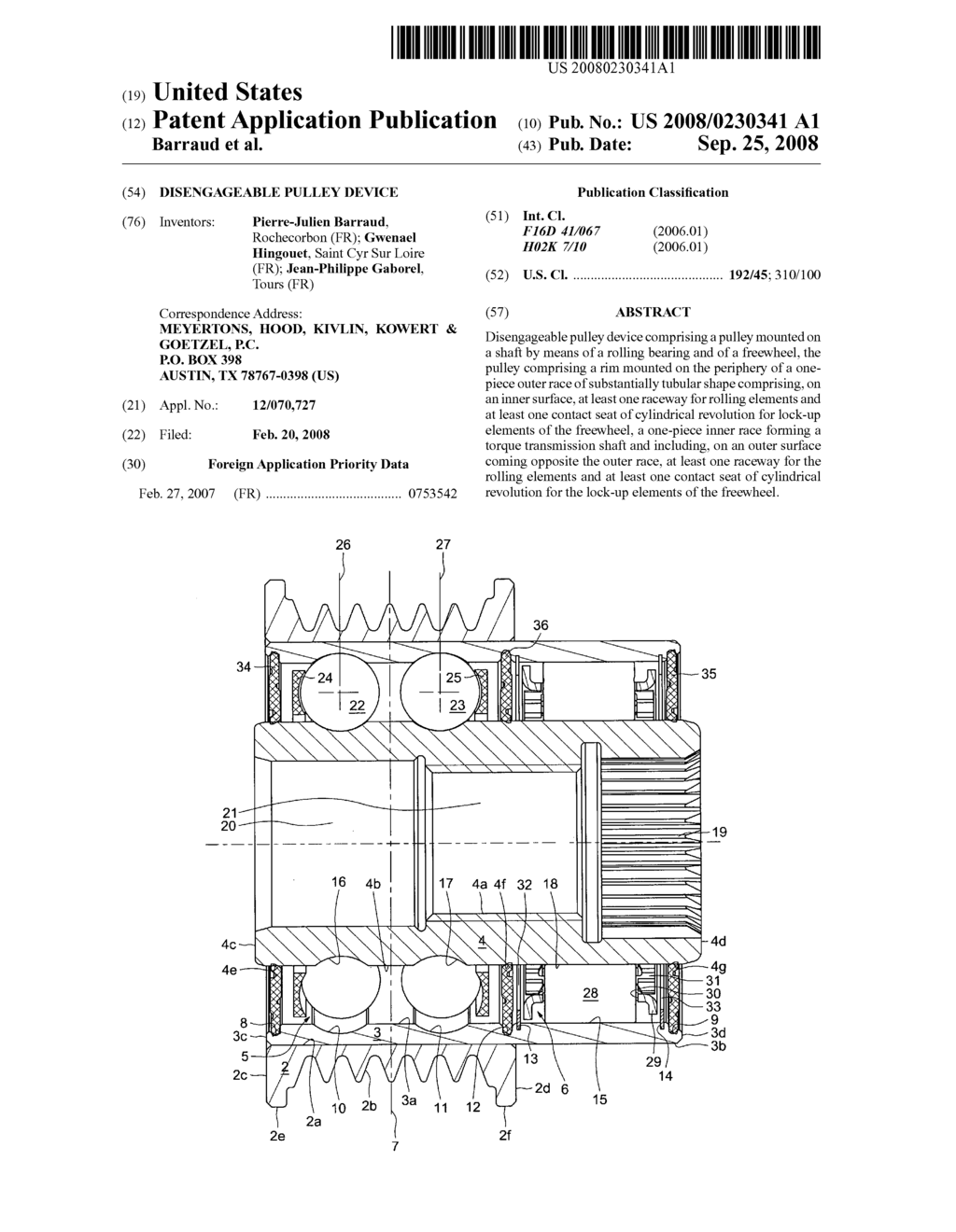 Disengageable pulley device - diagram, schematic, and image 01