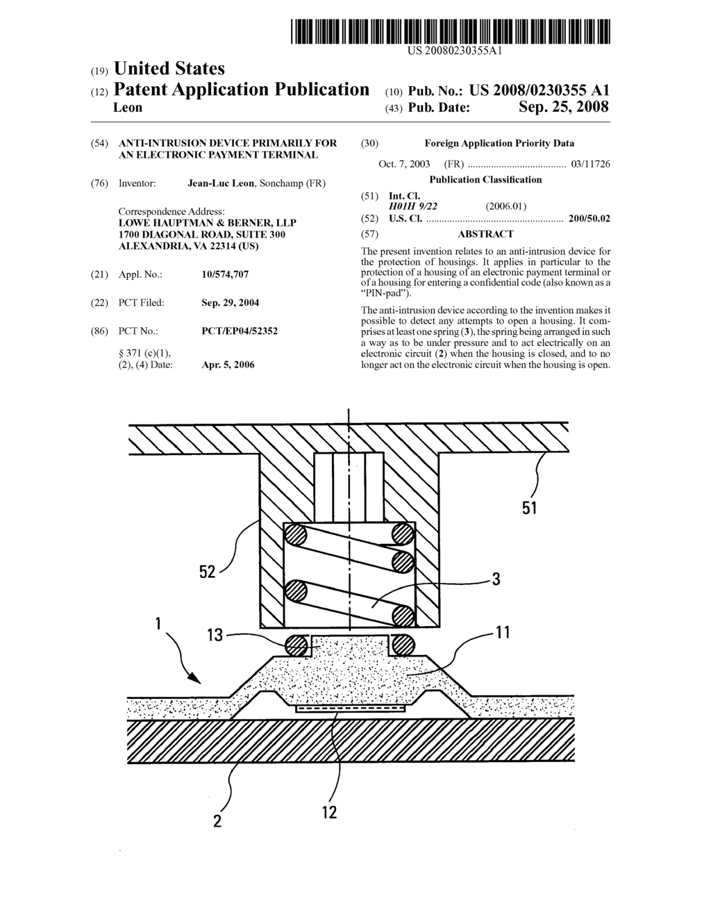 Anti-Intrusion Device Primarily for an Electronic Payment Terminal - diagram, schematic, and image 01