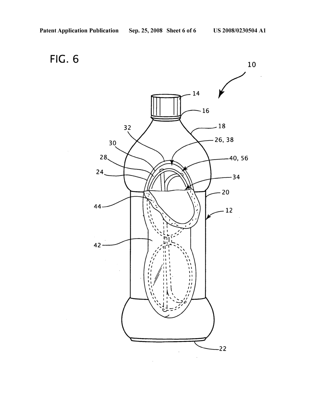 Beverage bottle with resealable storage compartment - diagram, schematic, and image 07