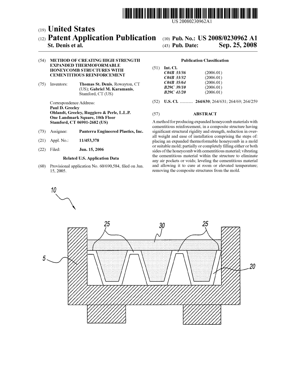 Method of creating high strength expanded thermoformable honeycomb structures with cementitious reinforcement - diagram, schematic, and image 01