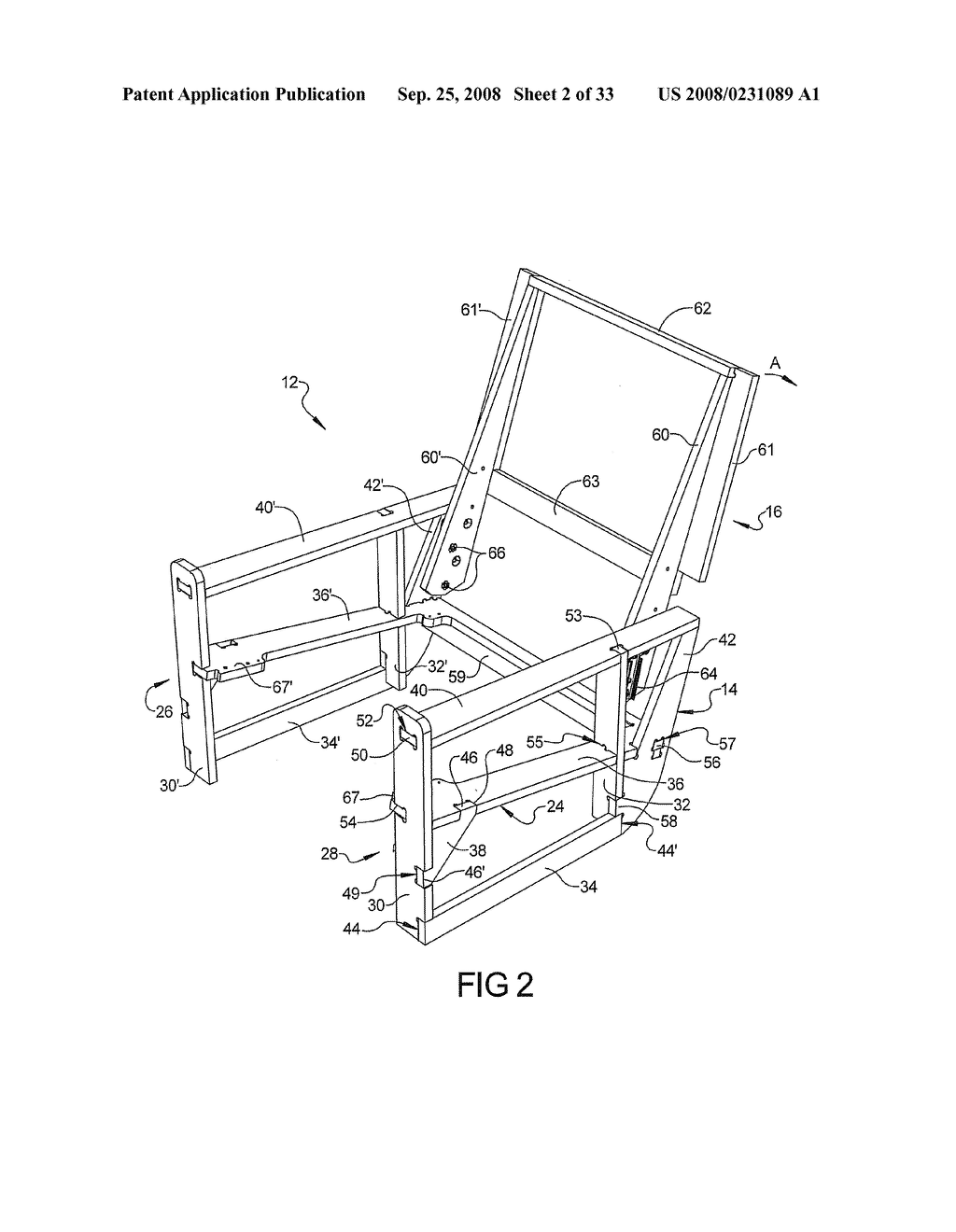 Furniture frame with interlocking joints for use with multiple furniture members and mechanisms - diagram, schematic, and image 03