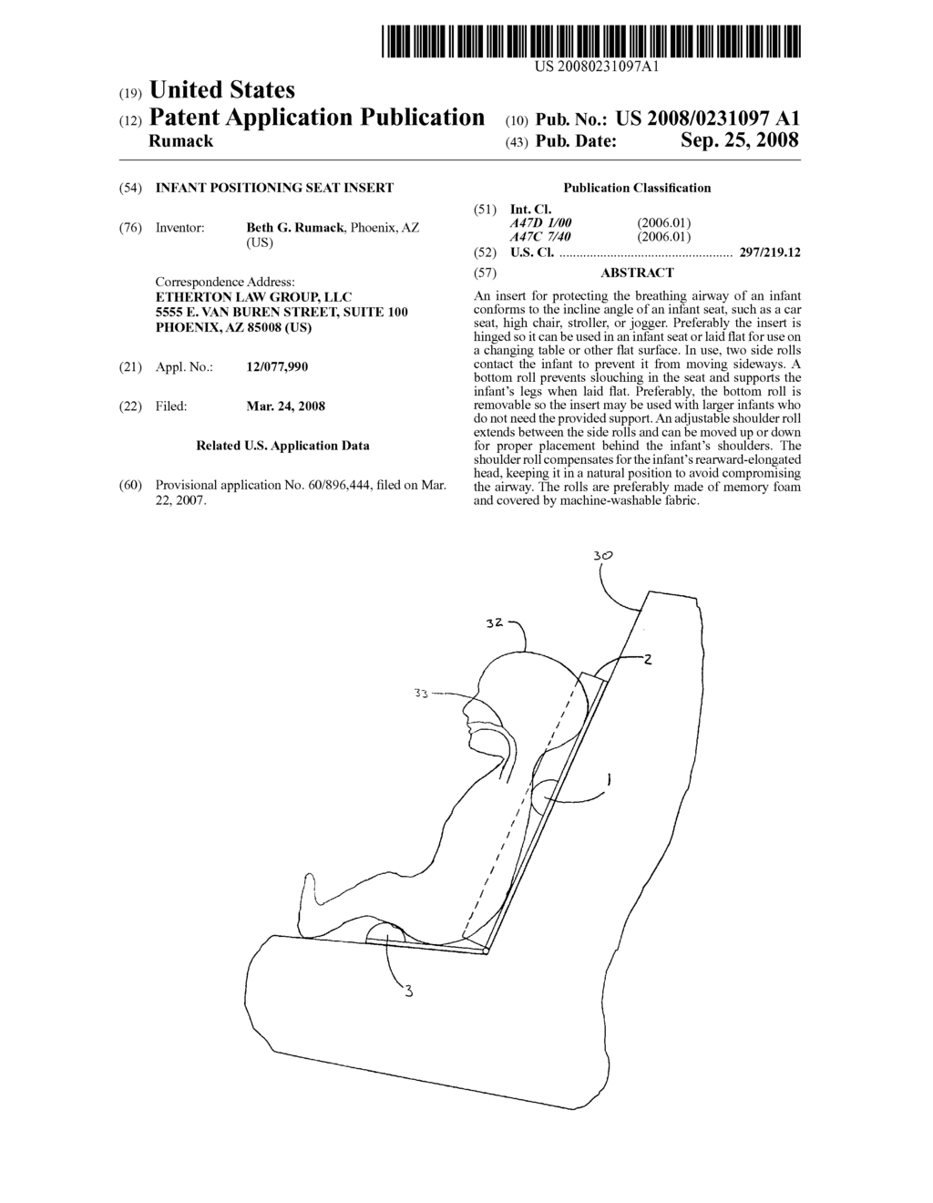 Infant positioning seat insert - diagram, schematic, and image 01