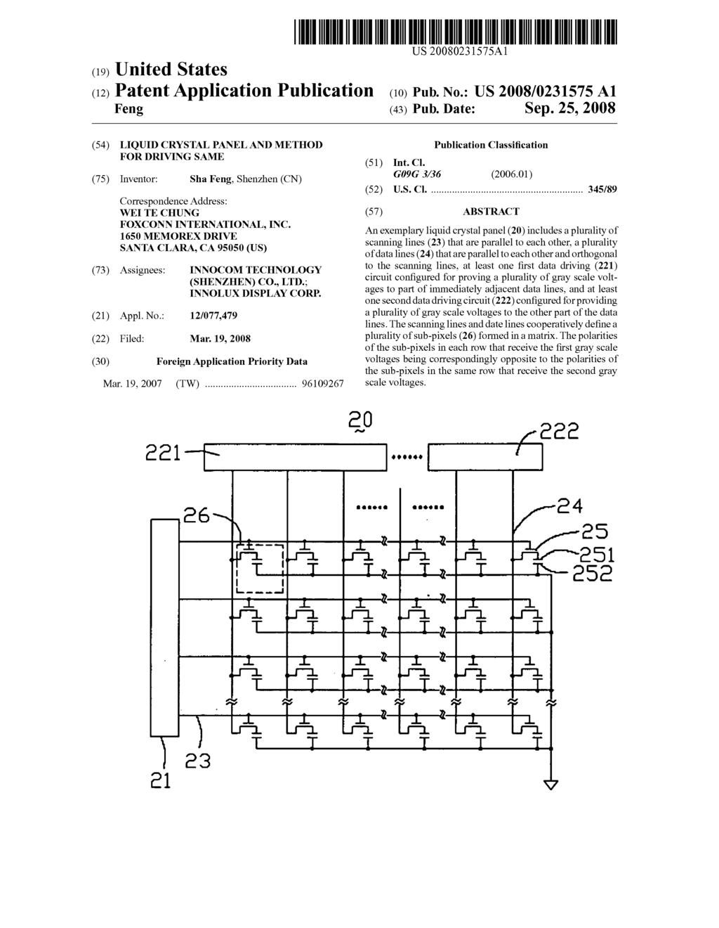 Liquid crystal panel and method for driving same - diagram, schematic, and image 01