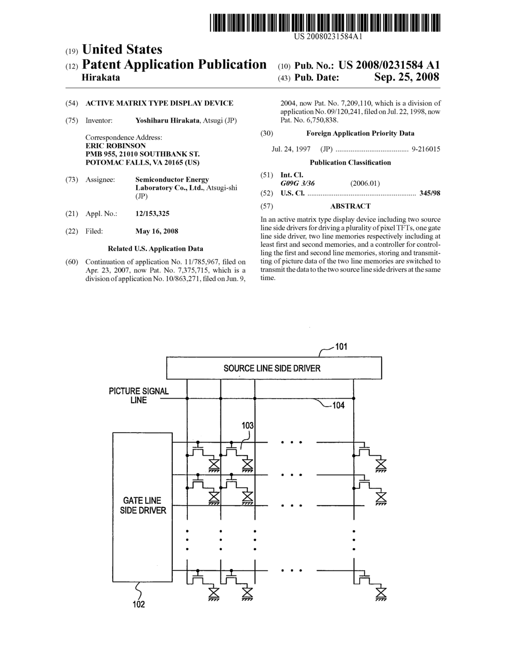 Active matrix type display device - diagram, schematic, and image 01