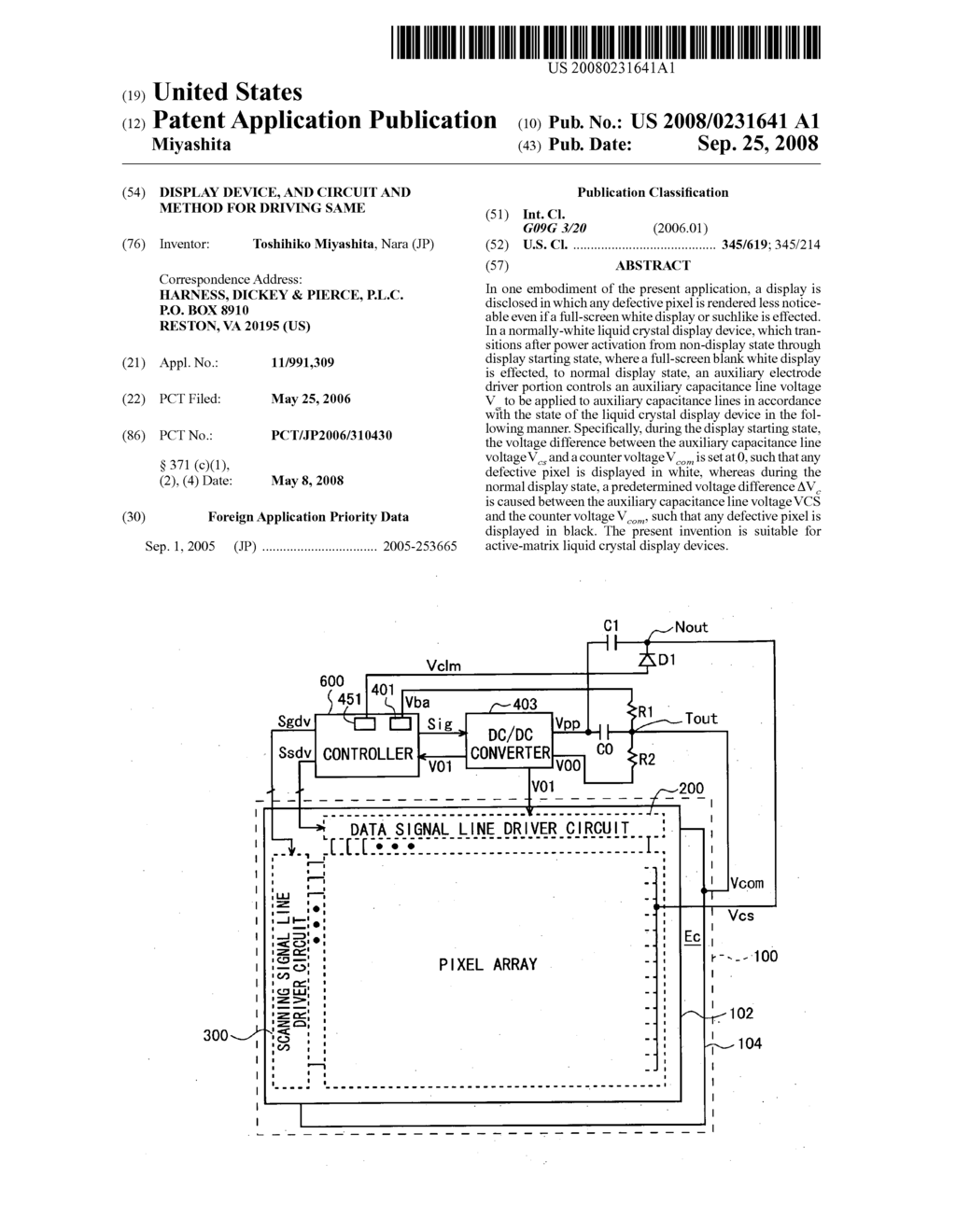 Display Device, and Circuit and Method for Driving Same - diagram, schematic, and image 01