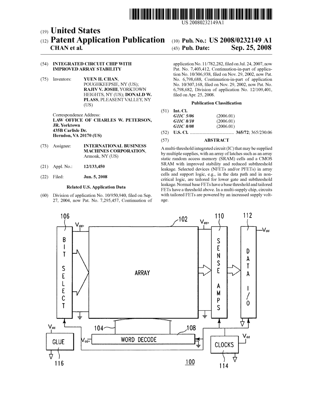 INTEGRATED CIRCUIT CHIP WITH IMPROVED ARRAY STABILITY - diagram, schematic, and image 01