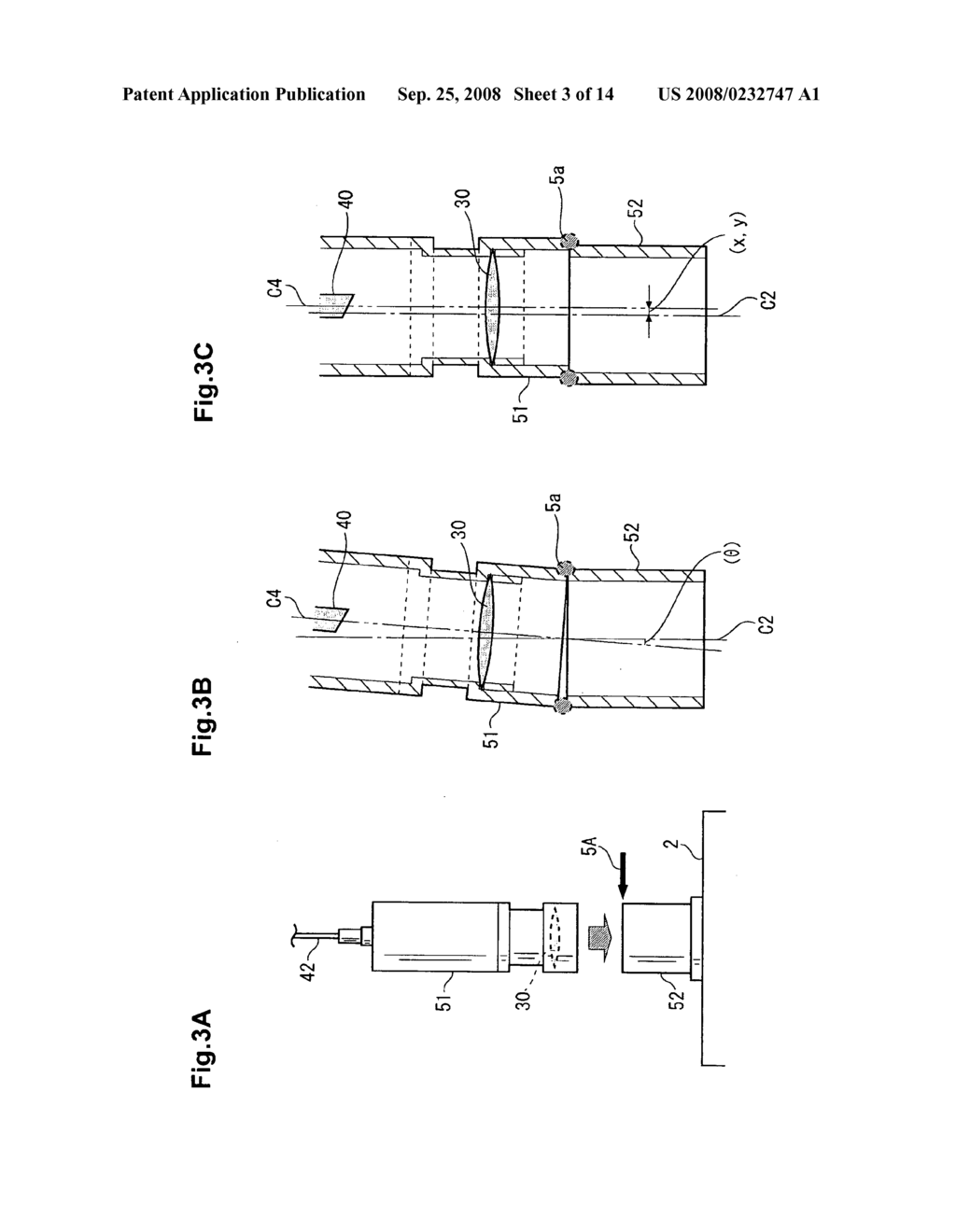 Optical axis adjusting method, optical module producing method, optical axis adjusting apparatus, and optical module - diagram, schematic, and image 04